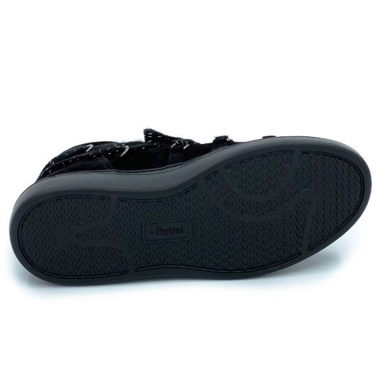 Ботинки Pertini черные замшевые МЕХ - фото 4, 192W16296D2 PRT