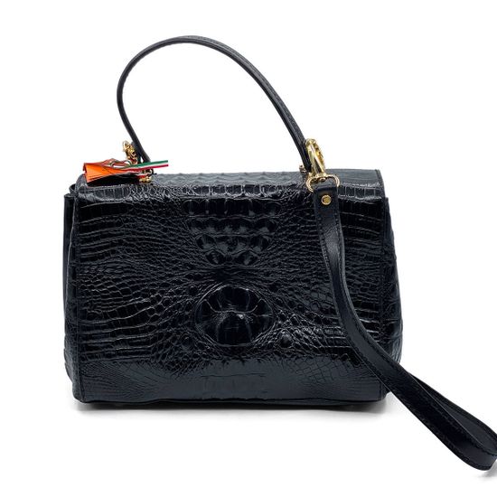 Сумка Marino Orlandi кожаная лакированная черная - фото 3, 4835 MO NERO