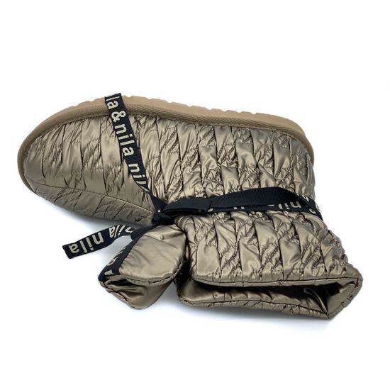 Ботинки Nila&amp;Nila золотые текстиль МЕХ - фото 5, 