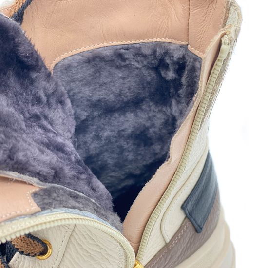 Ботинки Ilasio Renzoni бежевые кожаные МЕХ - фото 8, 