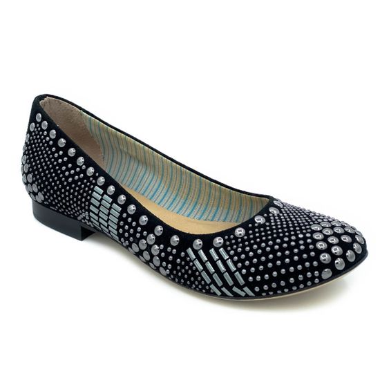 Балетки Fru.it черные замшевые с металлическими клепками - фото 2, 