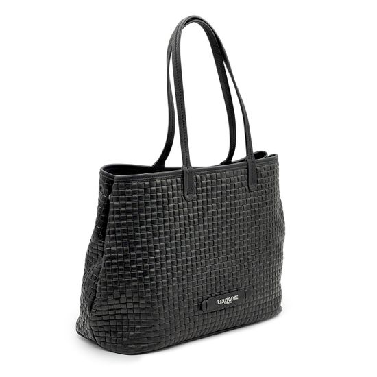 Сумка-шоппер Renato Angi черная кожаная плетенная - фото 2, 3400017 RA NERO