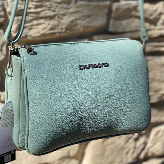 Клатч Di Gregorio бирюзовый кожаный - фото 6, 