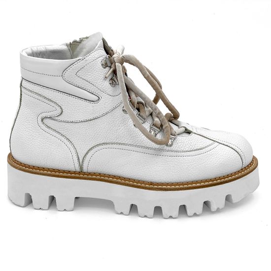 Ботинки Marzetti белые кожаные МЕХ - фото 5, 