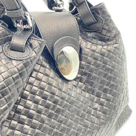 Сумка Renato Angi черная кожаная плетеная - фото 4, 