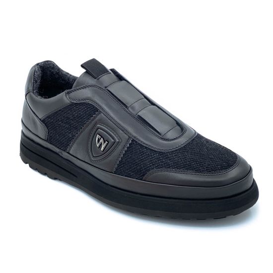 Кроссовки Giampieronicola черные кожаные утеплитель - шерсть - фото 2, 