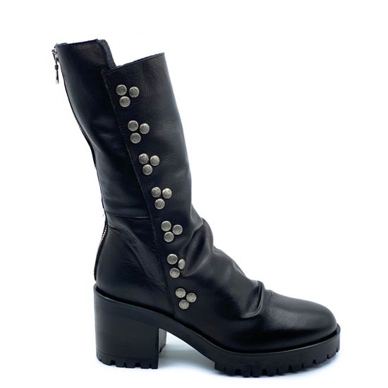 Полусапоги Mimmu черные кожаные демисезонные - фото 1, F228K6 MIM