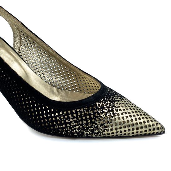 Босоножки Mara черно/золотые кожаные - фото 6, 