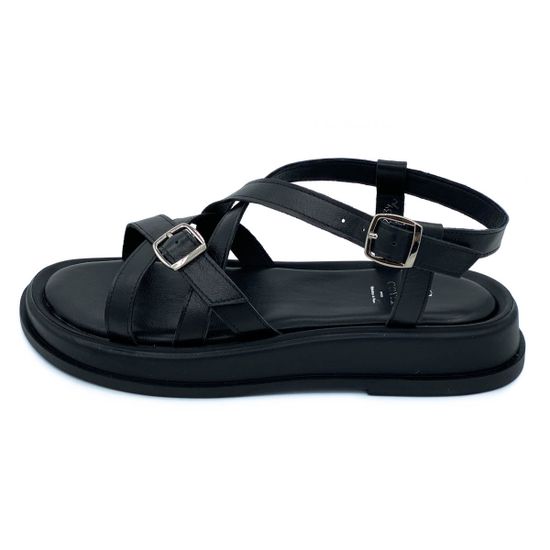 Босоножки Cover черные кожаные - фото 1, 1621-2 COV