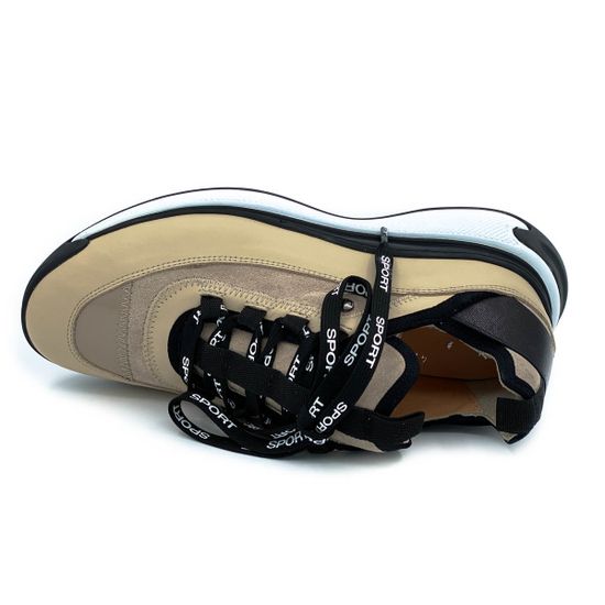 Кросссовки Lab Milano черно-бежевые кожаные демисезонные - фото 5, ZN1313 LAB BEIGE