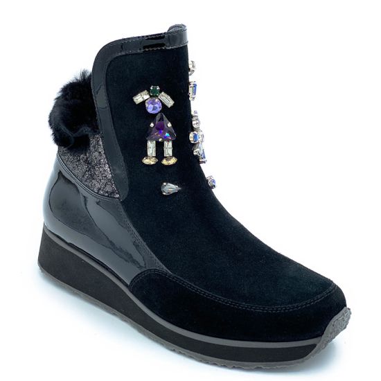 Ботинки Marzetti черные замшевые МЕХ - фото 2, 