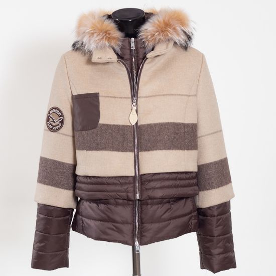 Куртка Galotti двойная драп бежево-коричневая - фото 1, 