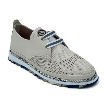 Полуботинки Lab Milano бежевые кожаные с перфорацией и шнурками - фото 2, 358225011 LAB BEIGE