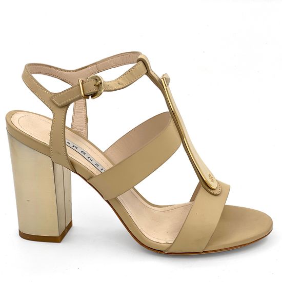 Босоножки Renzi кожаные бежевые с металлическим язычком - фото 1, 521714A RZ