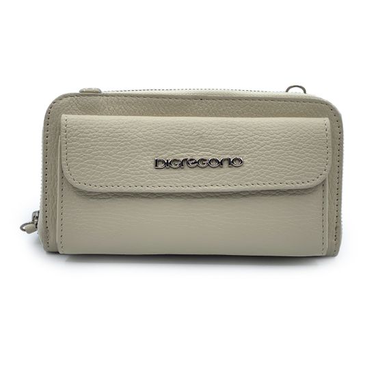 Сумка мини кросс-боди Di Gregorio бежевая кожаная - фото 1, 