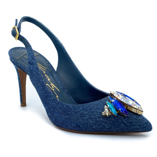 Туфли-лодочки Merlyn c открытой пяткой джинсовые - фото 2, 