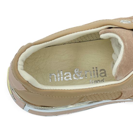 Кроссовки NILA NILA бежевые кожаные/замшевые - фото 7, NO5815 NIL BEIGE