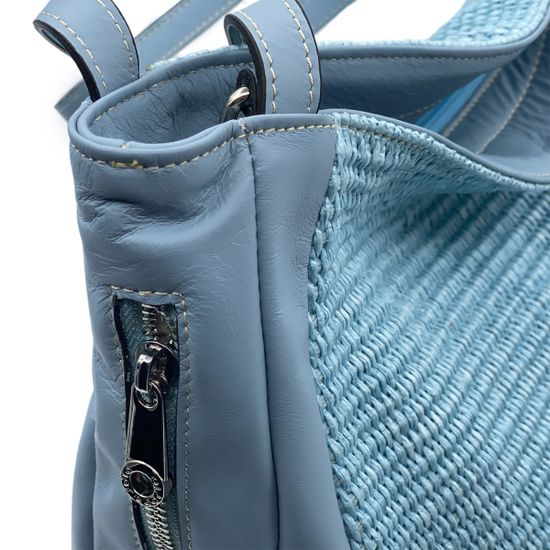Сумка Di Gregorio кожа/текстиль голубая - фото 4, 3718 DG CELESTE