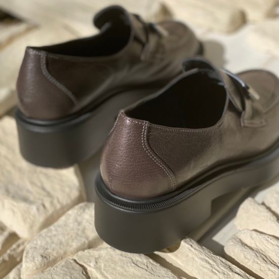 Лоферы Donna Soft серые кожаные демисезонные - фото 12, 