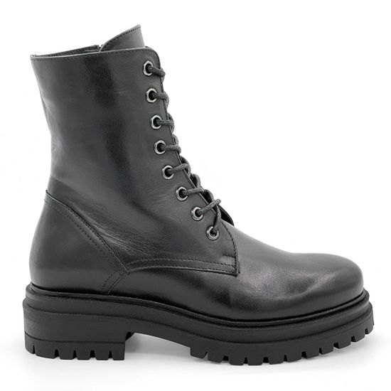 Ботинки Cover черные кожаные МЕХ - фото 1, 