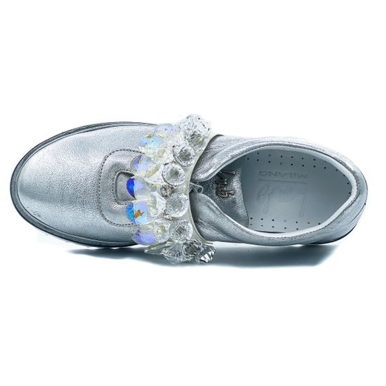 Слипоны Lab Milano серебряные кожаные - фото 5, B50104 LAB SILVER