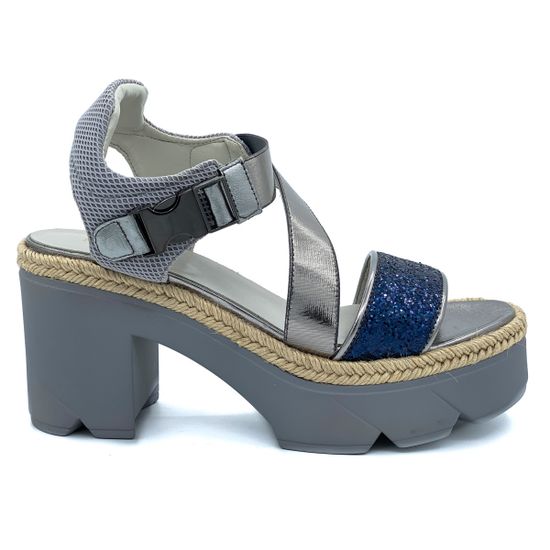 Босоножки Jeannot сине-серебряные кожаные - фото 1, 30181 JN