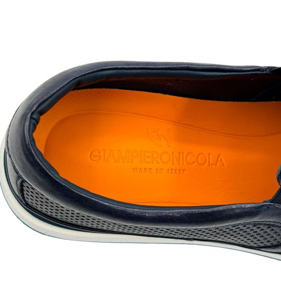 Слипоны Giampieronicola черные кожаные перфорированные - фото 7, F33885A  GPN BLU