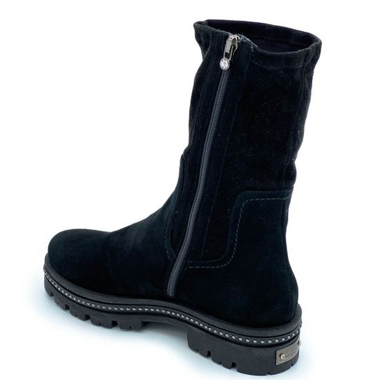 Полусапоги Mara черные замшевые МЕХ - фото 3, 