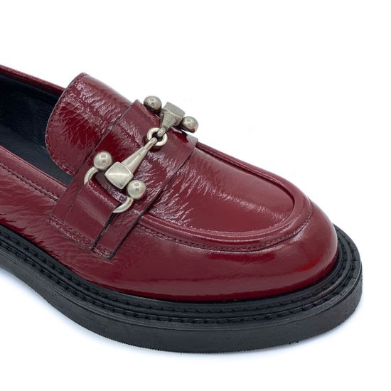 Лоферы Mimmu бордовые из лакированной кожи - фото 6, M303M10 MIM BORDO