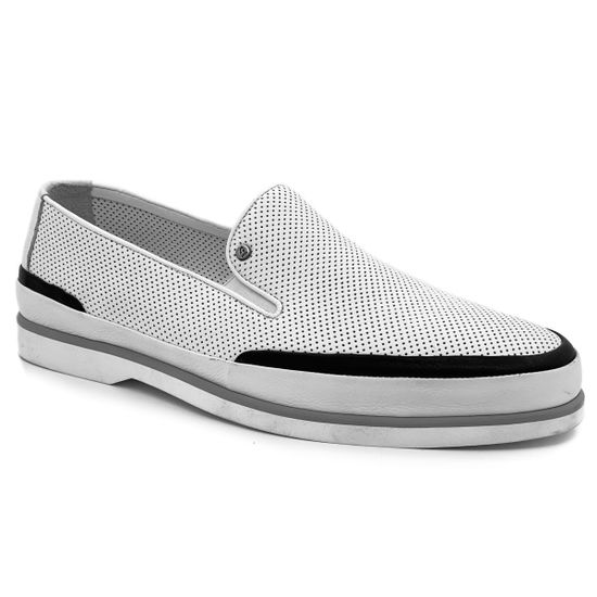 Слипоны Giampieronicola белые кожаные перфорированные - фото 2, 