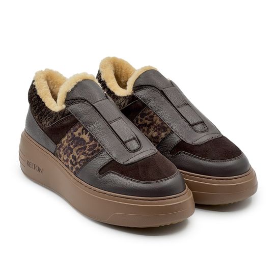 Полуботинки KELTON коричневые кожа/замша/велюр на меху - фото 9, AM4320M KEL MORO