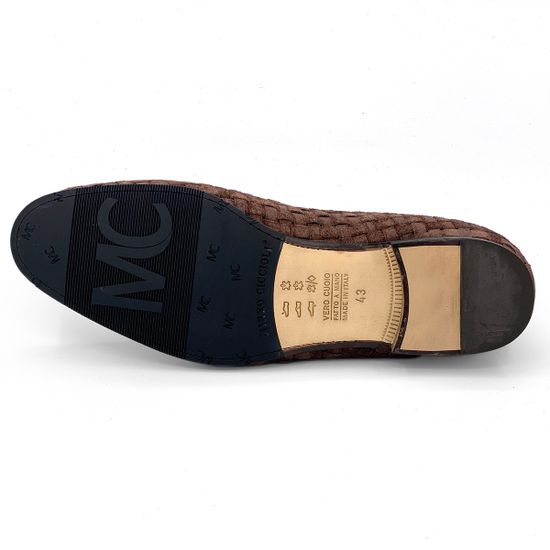 Лоферы Mirko Ciccioli кожаные плетеные коричневые - фото 4, 