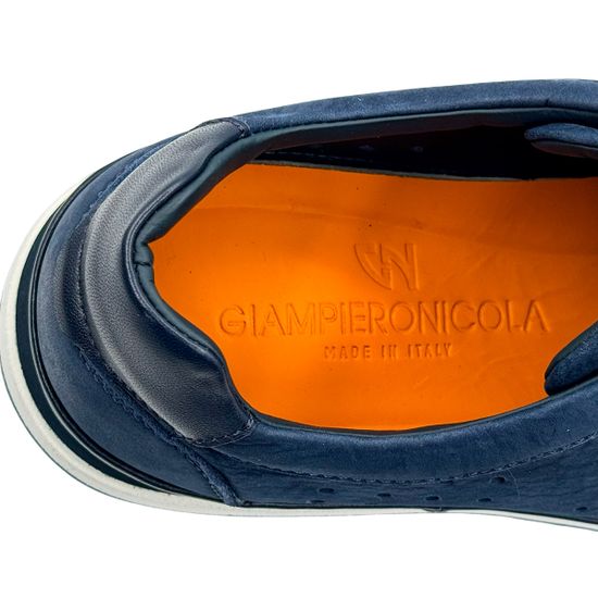 Кроссовки Giampieronicola синие кожа/нубук перфорированные - фото 7, F338183A GPN BLU