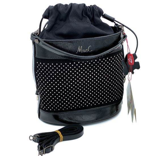 Сумочка Marina Creazioni черная комбинация замши и наплака - фото 5, 