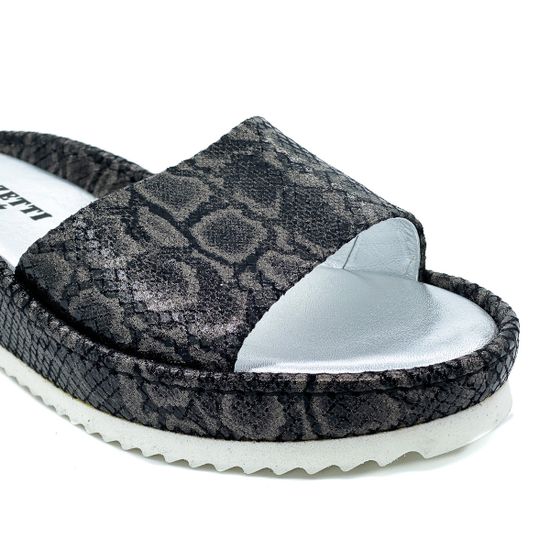 Шлепанцы Marzetti черные тиснение &quot;питон&quot; - фото 6, 