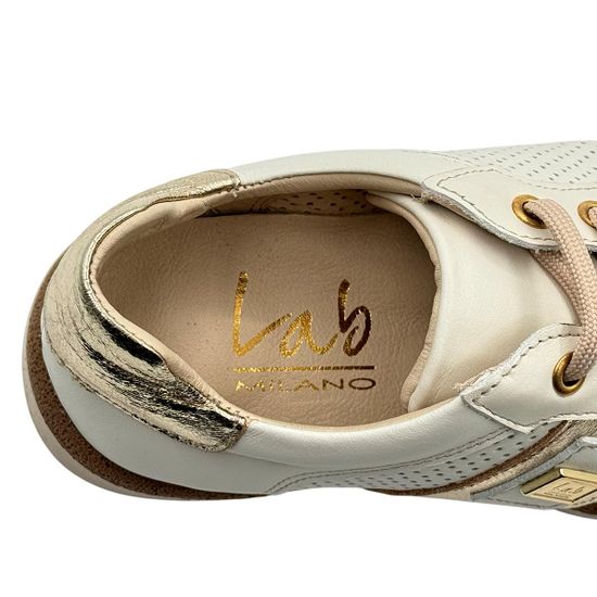 Полуботинки LAB MILANO бежевые кожаные перфорированные - фото 7, 009LAB1928 LAB BEIGE