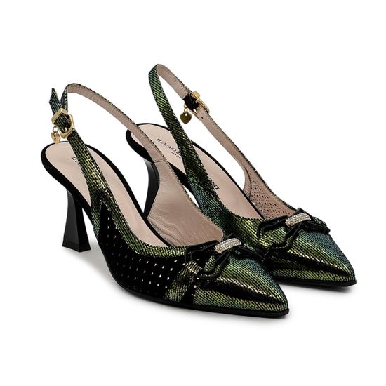 Туфли женские Ilasio Renzoni кожаные черные/зеленые - фото 8, 8041 IR