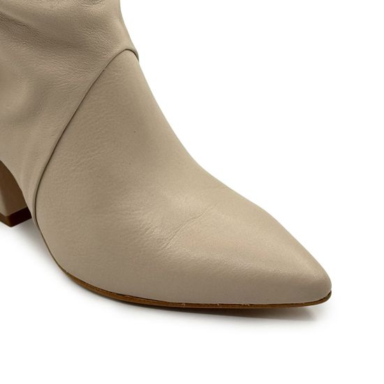 Полусапоги казаки MIMMU бежевые кожаные демисезонные - фото 6, M2726M7 MIM BEIGE