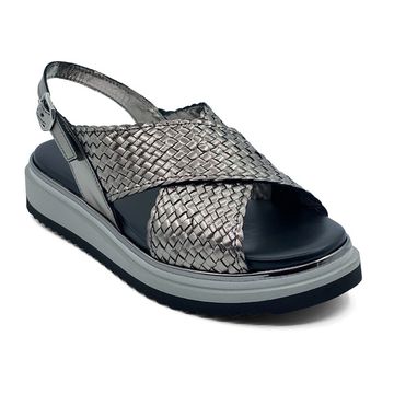 Босоножки Donna Soft  кожаные плетеные серебренного цвета - фото 2, DS1800 DS SILVER