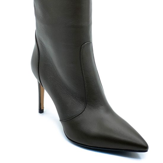 Сапоги Tiffi серо-зеленые кожаные демисезонные - фото 3, N658/80DR TI OLIVE