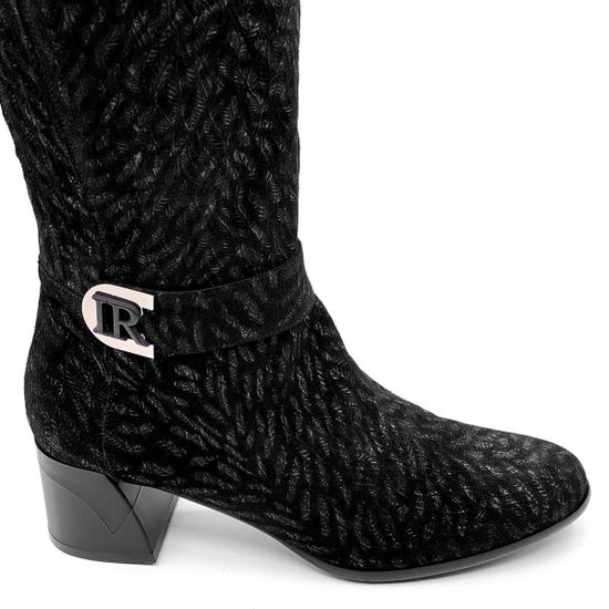 Сапоги Ilasio Renzoni черные замшевые МЕХ с лазерной обработкой - фото 4, 4600 IR