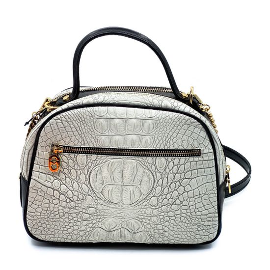 Сумка Marino Orlandi черно-белая крокодил - фото 3, 