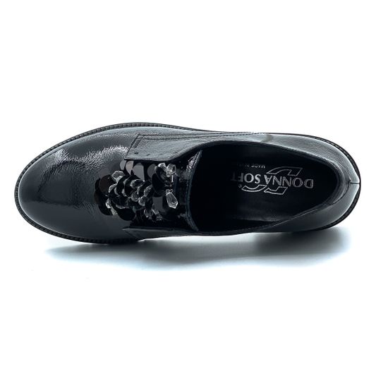 Полуботинки женские Donna Soft из черного наплака на устойчивом каблуке - фото 5, 