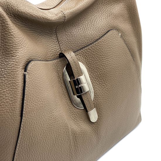 Сумка Di Gregorio бежевая кожаная - фото 4, 