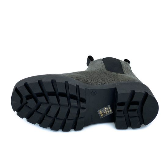 Ботинки Mimmu зеленые кожаные Байка тиснение под крокодила - фото 4, E449E1 MIM VERDE