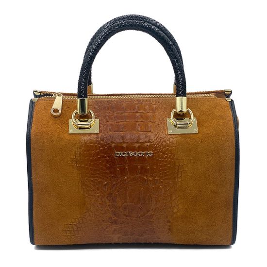 Сумка Di Gregorio рыжая крок/замша - фото 1, 