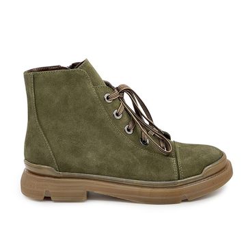 Ботинки CV COVER зеленые замшевые на байке - фото 1, 78223-1 COV