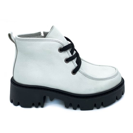 Ботинки Cover белые кожаные МЕХ - фото 1, 899-2-07 COV