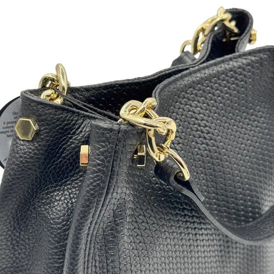 Сумка MOT CLE черная кожаная с &quot;золотой&quot; фурнитурой - фото 4, COFFA MOT NERO GOLD