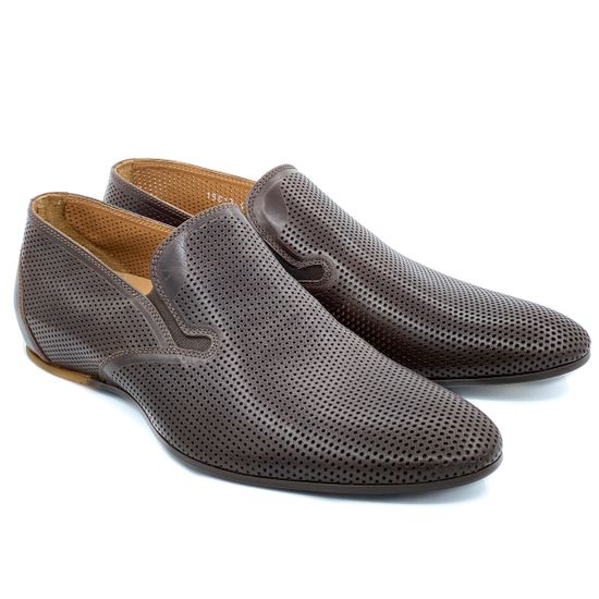 Слипоны Giampieronicola коричневые кожаные сквозная перфорация - фото 7, 18813 GPN